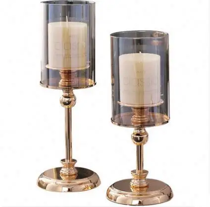 Romantic Wedding Dinner Decor Candle Holder Hanging Light luxury glass metal candlestick ornaments