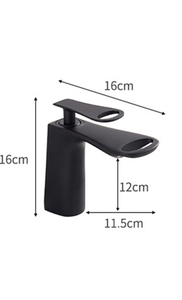 Grifo de cascada para lavabo de baño, un solo Mango, negro - Product Image 3