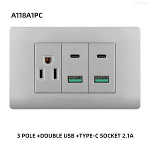 Interrupteur et prise murale ultra-minces, norme américaine, panneau PC ignifuge, avec interrupteur USB/Type-C et prise de courant - Product Image 6