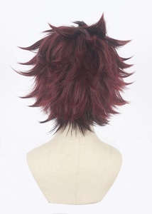 Parrucca Cosplay Demon Slayer Kamado Tanjirou Sintetica Rossa Vino Corta 30cm all'Ingrosso - Product Image 6
