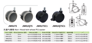 Rueda de Poliuretano de Alta Gama Estilo Europeo sin Cubierta con Varilla de Retención, Freno de 3 Pulgadas, Resistente, para <span class=keywords><strong>Armarios</strong></span> y Muebles - Product Image 4
