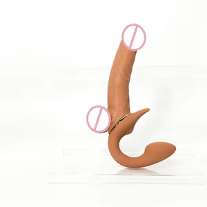 Dildo kepala ganda untuk pasangan/perangkat masturbasi untuk wanita Vibrator Dildo realistis dapat dipakai untuk silikon
