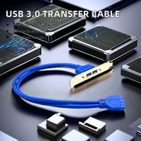 Kabel USB 3.0 20-Pin IDC 3-in-1 Pengisian Daya Transfer Data Selubung PVC Kompatibel Logam Female Komputer 2Port 3A Pengisian Cepat