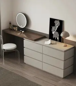 Coiffeuse extensible en bois de haute qualité avec miroir et tabouret pour armoire coulissante de chambre meuble tv