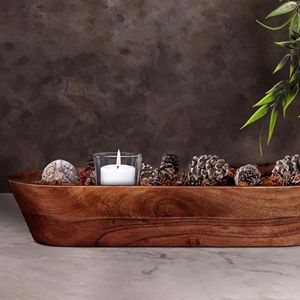 Bandejas de madera de alta calidad, cuenco de masa de madera, cuenco de masa rústico de madera de Acacia, cuencos decorativos hechos a mano para decoración del hogar - Product Image 3