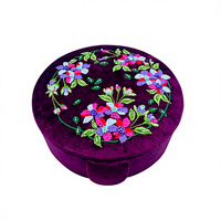 Boîte de rangement de luxe en velours et bois pour bijoux, brodée à la main, personnalisable (couleur, taille, logo), prix de gros