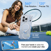 Coque de protection magnétique pour iPhone 18 17 16 15 Pro Max, motif fibre de carbone, support rotatif à 360°, anti-chute