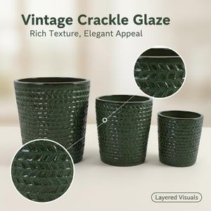 Vasi Moderni in Ceramica <span class=keywords><strong>per</strong></span> Piante da Giardino con Fori di Drenaggio, Finitura Smaltata, Design Durevole <span class=keywords><strong>per</strong></span> Uso Interno/Esterno - Product Image 3