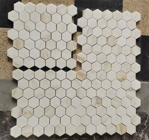 UnionStone Carrelage mural moderne pour cuisine et salle de bain, mosaïque en marbre Calacatta Gold en forme d'hexagone poli - Product Image 3