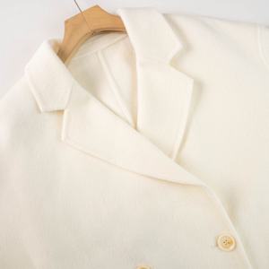 Manteau en laine à revers pour femme 2025 - Luxe discret - Coupe ample - Double boutonnage - Mélange cachemire |   Couleur et taille personnalisables - Product Image 2
