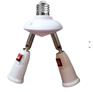 Extensor <span class=keywords><strong>de</strong></span> Enchufe con Adaptador <span class=keywords><strong>para</strong></span> 2 Bombillas, Luz Blanca, 360°, 2 en 1 °   Portalámparas E26/E27 con Brazos Ajustables y Giratorios <span class=keywords><strong>para</strong></span> Ventiladores <span class=keywords><strong>de</strong></span> <span class=keywords><strong>Techo</strong></span> - Product Image 1