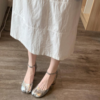 Chaussures pour femmes à talon bas, plateforme, bride à boucle, bout unique, semelle extérieure argentée, personnalisation usine, personnalisation logo, OEM, OED