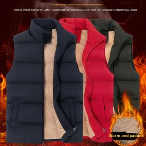 Veste <span class=keywords><strong>sans</strong></span> manches en duvet pour <span class=keywords><strong>homme</strong></span> sur mesure en gros avec logo imprimé Col montant Veste <span class=keywords><strong>sans</strong></span> manches en peluche - Product Image 2