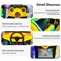 Machine de jeu anglaise de haute qualité pour enfants, simulateur de voiture à monnayeur, cockpit de jeu en plastique durable, garantie 1 an