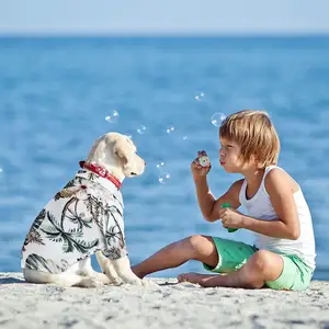 ハワイアンドッグシャツサマーハワイスタイル通気性フローラルポロTシャツ小中大型犬猫ペット用のクールな服