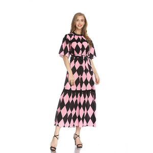 Robe Déesse Fan Vêtements D'été Nouveau Style Français Mince Losange Grande Européenne Plus <span class=keywords><strong>La</strong></span> Taille Des Femmes Robe - Product Image 5
