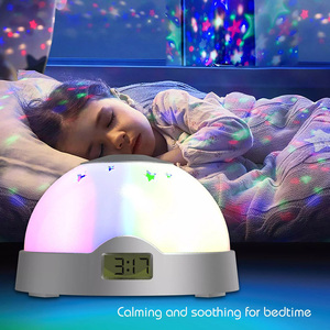 Trang Trí Nội Thất Vui Trẻ Em Lịch Tháng Ngày Máy Tính Để Bàn Đồng Hồ Thời Gian LED Hiển Thị Mặt Trăng Sao Chiếu Máy Tính Để Bàn Đồng Hồ Báo Thức - Product Image 2