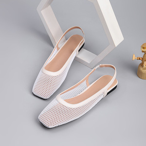 Xuanhui ретро летние дышащие сетчатые туфли на плоской подошве женские повседневные туфли-лодочки черные рабочие туфли на плоской подошве - Product Image 3