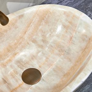 Современный умывальник из натурального мрамора с золотым ониксом - Product Image 4