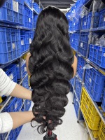 Perruques en cheveux humains bruts péruviens ondulés, Lace Front, sans colle, avec dentelle frontale HD, pour femmes noires, vente en gros