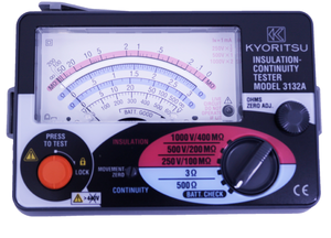 KYORITSU เครื่องทดสอบความต่อเนื่องของฉนวน,เครื่องทดสอบฉนวนแบบอะนาล็อกแรงดันไฟฟ้า3132A V/250V/500V Earth <span class=keywords><strong>Tester</strong></span> ปี1000 - Product Image 3