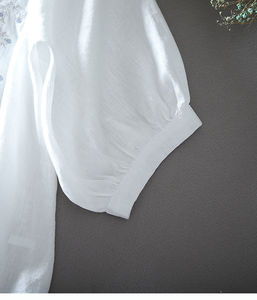 Blusa da Donna Taglie Forti All'ingrosso Basso MOQ Camicia Larga Oversize Moda Donna Top Bianco Elegante con Ricamo - Product Image 3