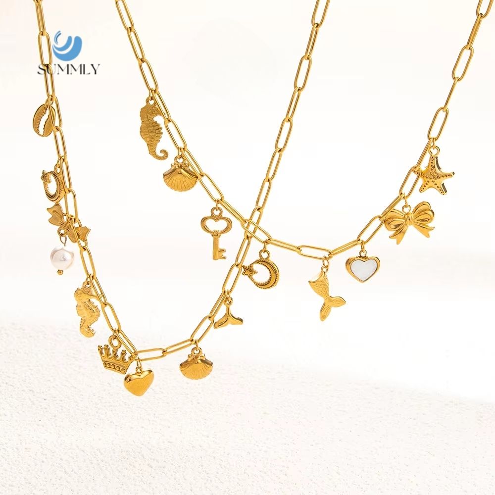 SUMMLY Pendants Bohemian Ocean 18k Gold Plated Stainless Steel