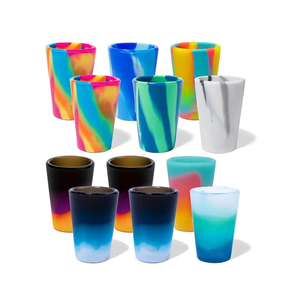 Conjunto de copos de silicone para bebidas duras, inquebrável e reutilizável, sem BPA, não tóxico, com cores variadas