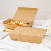 Boîte à emporter Kraft jetable avec impression de Logo, boîte d'emballage pour repas rapide, boîte d'emballage pour repas à emporter