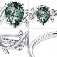 Bague de promesse pour femme en argent sterling 925, style bohème, forme de feuille de poire, pour mariage, fiançailles, anniversaire, usage quotidien