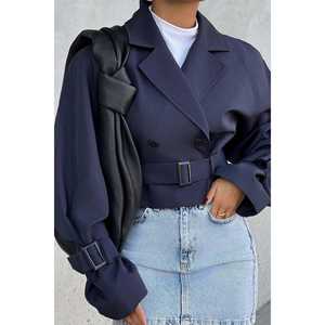 Veste pour femme bleu marine à boutons sur le devant - Product Image 4