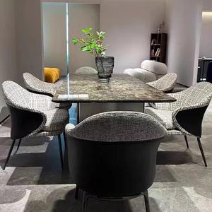 Modern Luxury Marble Rectangular Dining <b>Table</b> And Chairs 6 Piece Set For Dining Room Durable Combination Design - Product Image 3