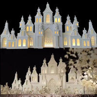 Château de Mariage Conte de Fées Alice Rose pour Mise en Scène Printanière, Accessoires Scéniques, Décoration de Mariage, Objets Artisanaux Créatifs en Bois