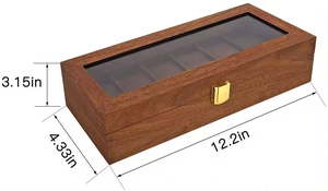 Caja de Madera de Diseño Moderno con Tapa de 6 Posiciones, Opción de Fabricación Personalizable para Empaque de Joyería Rectangular de Madera - Product Image 4