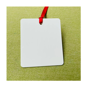 Adornos de Metal personalizados en forma de rectángulo, adorno de Navidad de aluminio blanco con cintas rojas, sublimación, gran oferta - Product Image 3