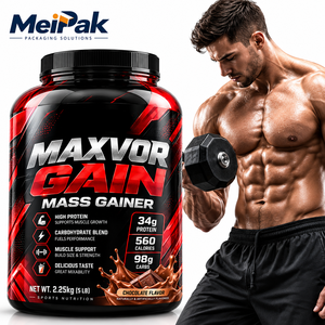 OEM ODM Custom Design Heat Shrink Sleeve <b>Label</b>, Full Color Printing Shrink Film for Mass Gainer Supplement Protein Powder <b>Jar</b> - Product Image 5