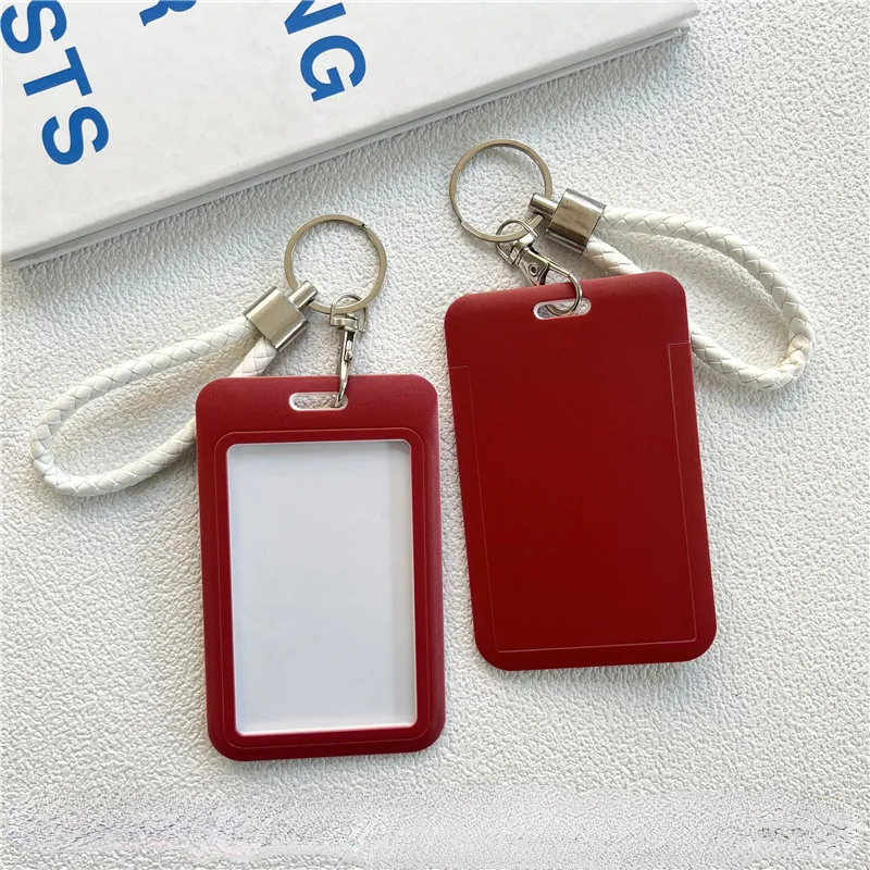 Katı renk öğrenci otobüs kimlik kartı koruyucu kapak anahtarlık okul erişim kapı kartı kredi kart tutucu çanta seti anahtarlık