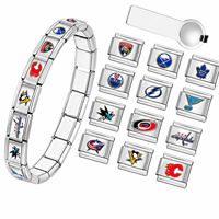 Badge 3D de hockey sur glace de la LNH, breloque italienne, bracelet de montre modulaire, maillon en acier inoxydable, bijoux de mode, accessoires pour fans, vente en gros
