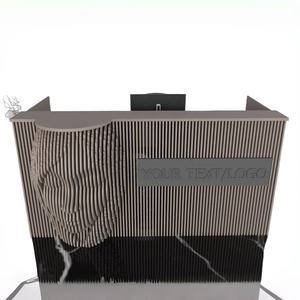 Mostrador de Recepción de Madera Maciza Pequeño con Textura Personalizada <span class=keywords><strong>para</strong></span> Hotel y Clínica Dental, Mueble Comercial Moderno y Elegante - Product Image 6