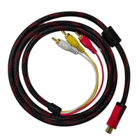 Cable negro de alta calidad de 1,5 M, convertidor HD a 3RCA, para DVD, HDTV STB 1080P