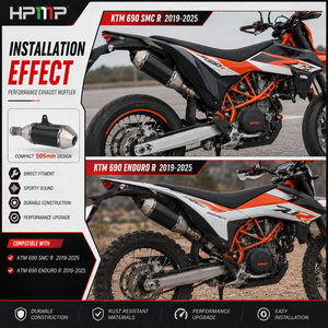 Silencieux d'échappement pour moto KTM 690 Enduro R SMC R 2019-2025 <span class=keywords><strong>GASGAS</strong></span> SM700 ES700 en acier inoxydable noir argenté - Product Image 2