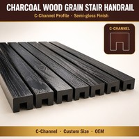 Rampe d'escalier en bois de charbon de bois avec rainure en C pour escalier moderne, taille personnalisée, OEM