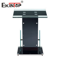 Ekintop precio de fábrica púlpito negro de plexiglás con soporte de acero atril podio para la escuela Iglesia