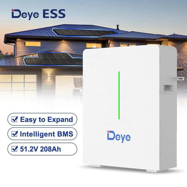 Deye 10.24kWh LiFePO4 Wall Mounted Battery with Deye BMS 6000 Cycles Long Life Eco Friendly and Safe for Residential Use