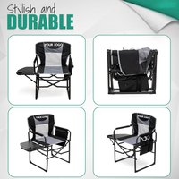 Chaise de camping robuste et pliable avec table latérale intégrée pour pêche, pique-nique, concert en plein air