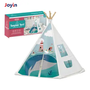 Animal Theme Large Foldable Play Pine Wood Frame Tent Toy W/ Light String For Indoor Outdoor Games Play House Kids Ideal Gifts