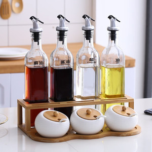 Glass Oil Bottle Rectangle Metal Lid L Size Liquid Seasoning Storage Jar For Kitchen Use - Product Image 3