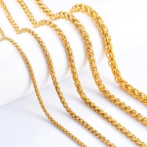 Collier long classique en acier inoxydable, chaîne maille épi, plaqué or, pour hommes et femmes, accessoires de bijouterie, collier ras du cou - Product Image 3