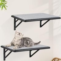 Grandes étagères murales de luxe en bois pour chat avec hamac de lit et griffoir pour Noël-Étagère d'escalade pour chat pour dormir et jouer