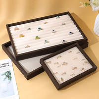 Plateau à bijoux rectangulaire rétro en noyer noir haut de gamme pour montres, bracelets, boucles d'oreilles, bagues - Présentoir de rangement pour bijoux